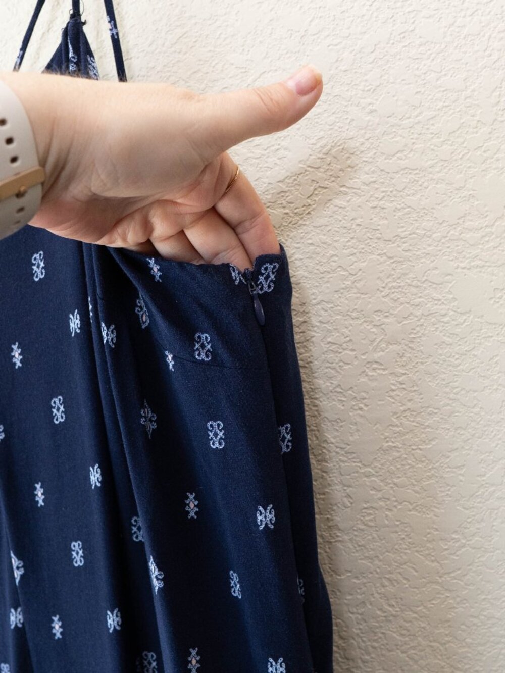 Eyeshadow Wide Leg Jumpsuit XL Blue Boho Print Strappy Back Pockets Flowy Summer - Picture 4 of 12